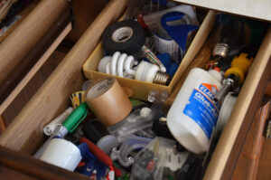 Inside a junk drawer